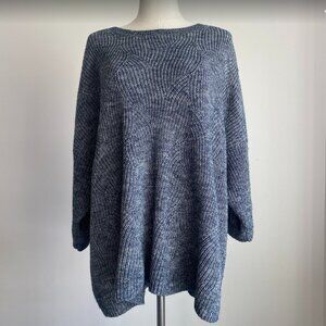 XL J.Jill Cotton Cable Knit Chunky Sweater Oversized Crewneck Coastal